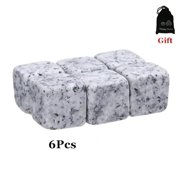 Whiskey Stones Set - Natural Reusable Cooling Rocks - Corletaria Artificial Ice