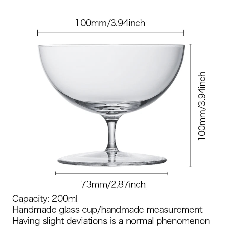 Japanese Style Cocktail Glass - Crystal Coupe - Corletaria