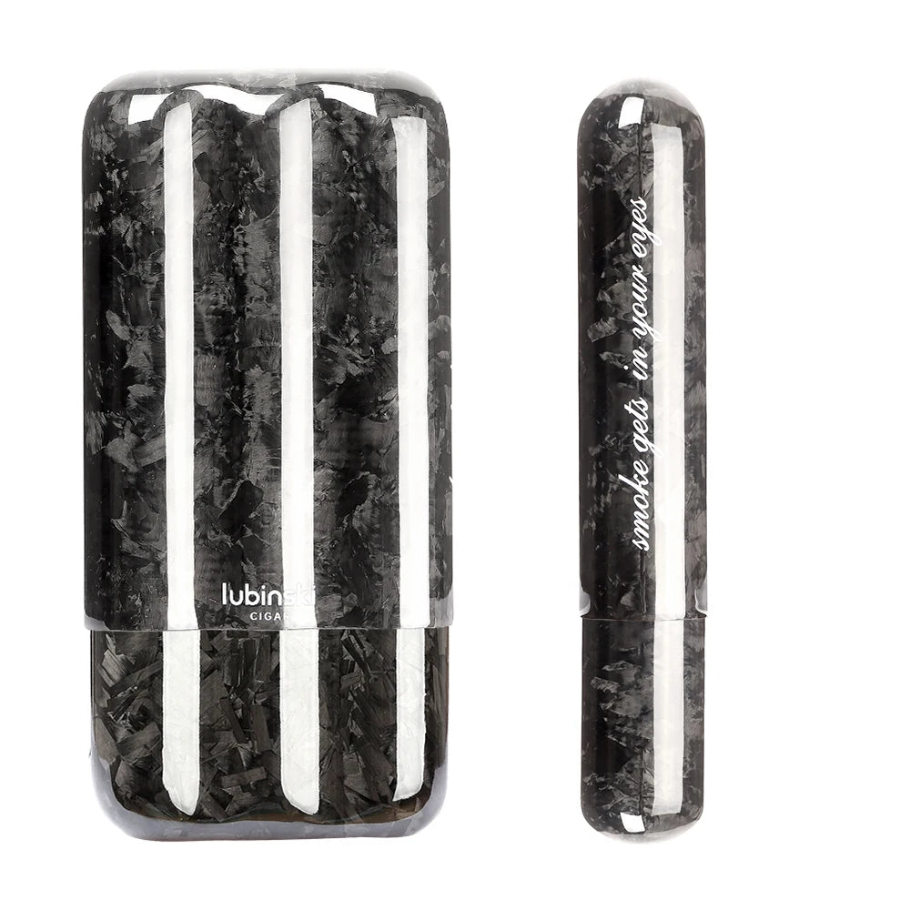Lubinski travel cigar tube case holding three cigars side by side