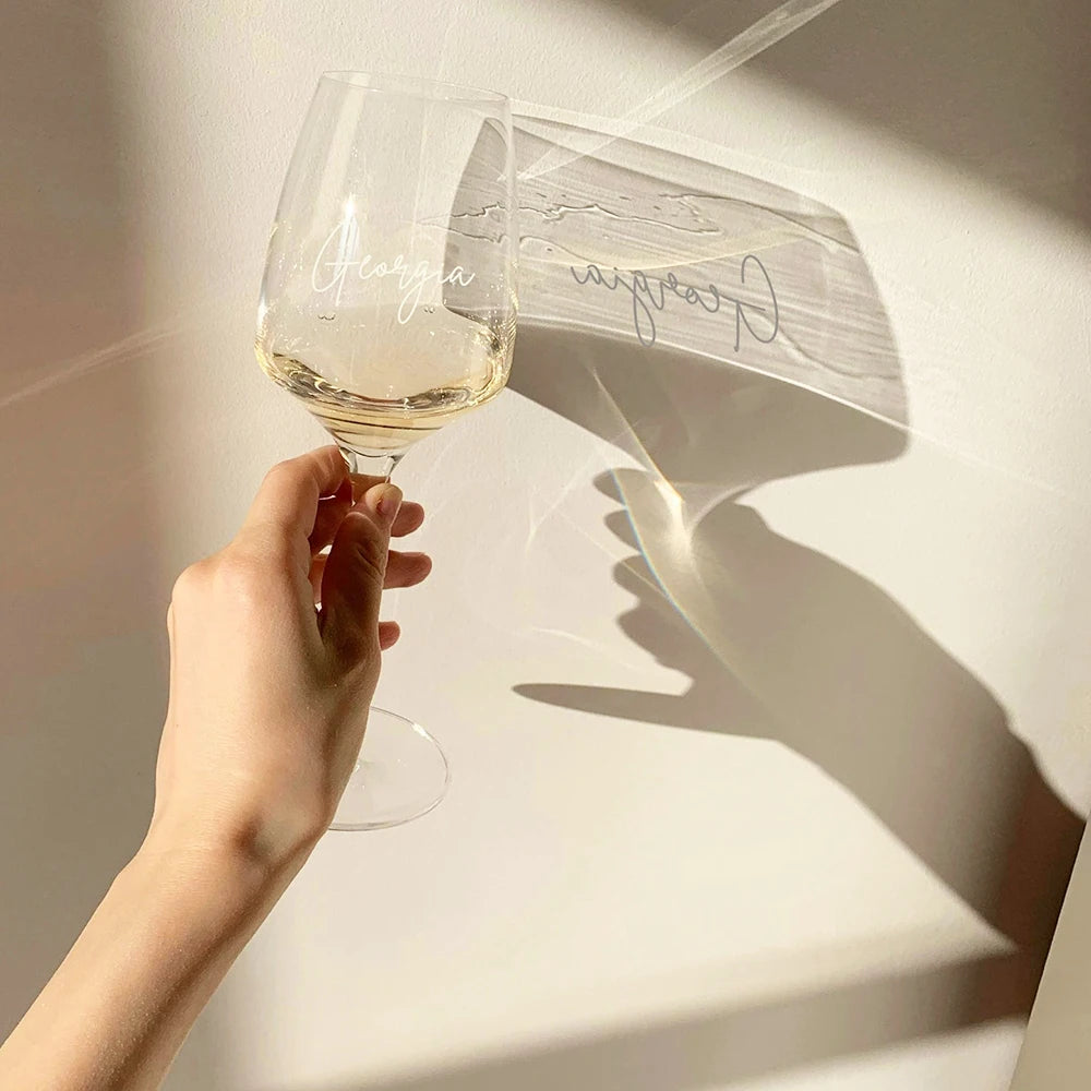 Personalized Wine Glass - Laser Engraved Thick Glass - Corletaria