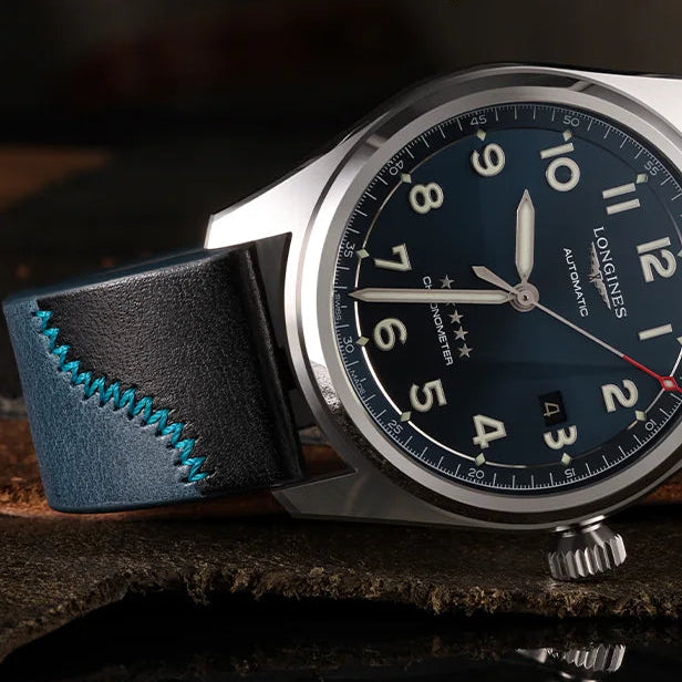 Vintage Leather Watch Strap - Two Tone Full Grain Cowhide, Quick Release Butterfly Clasp