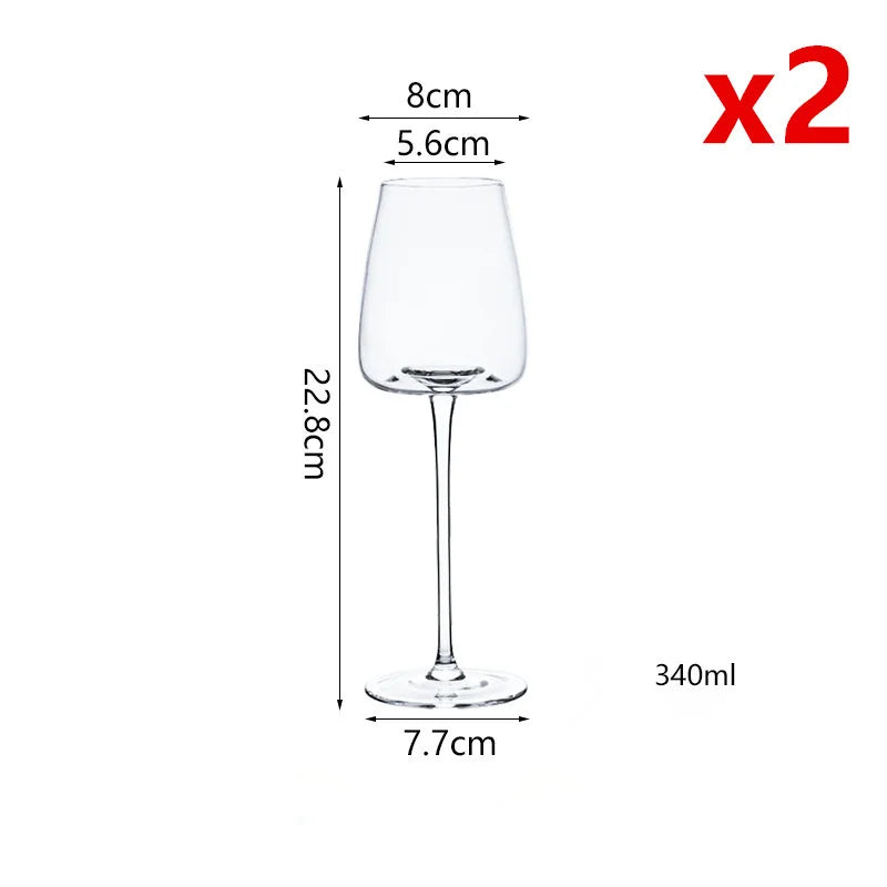 French Burgundy Crystal Wine Goblet Set 2 pcs 4 Sizes