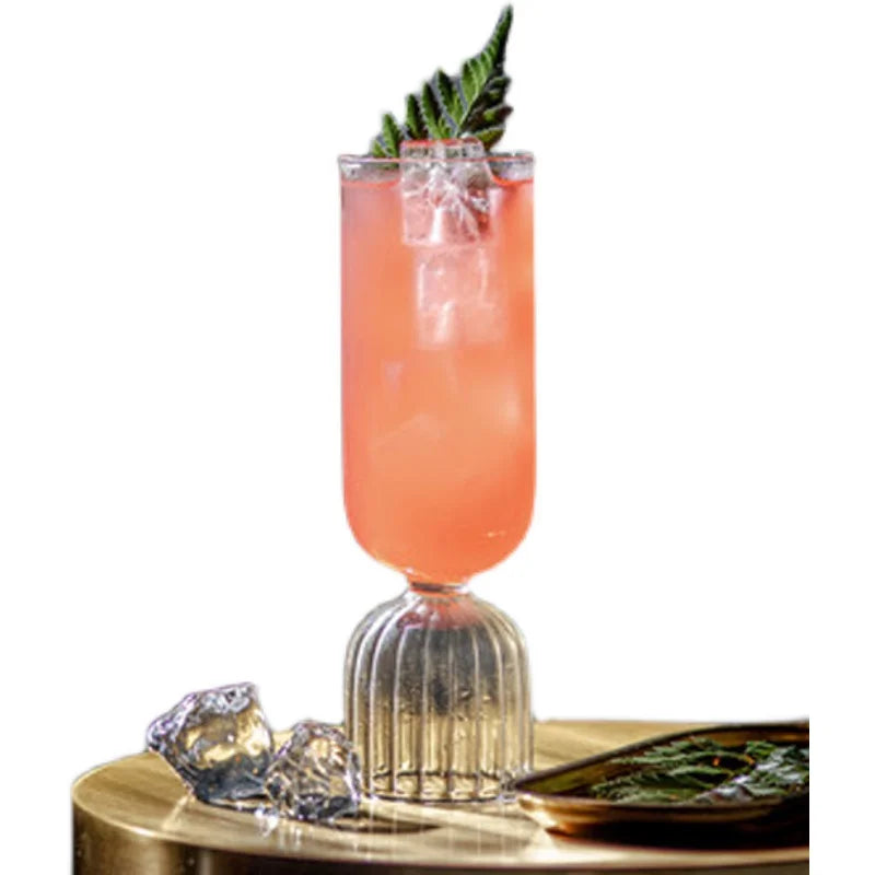 Modern Cocktail Glass Set - Ribbed Pedestal Glass, 210 ml - Corletaria