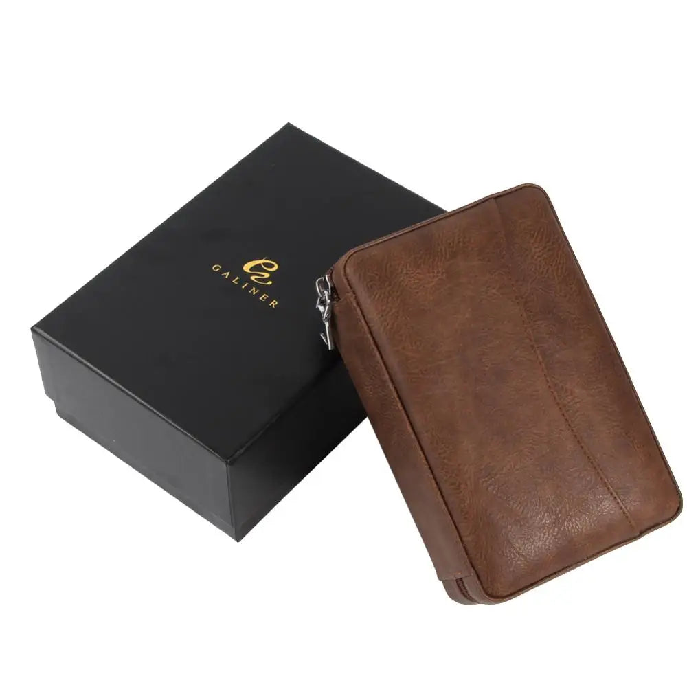 Leather Cigar Humidor Travel Case – Cedar Wood 4-Cigar Holder by GALINER