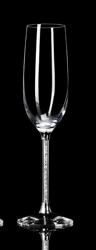 Crystal Champagne Flutes - Diamond Stem Lead-Free - Corletaria