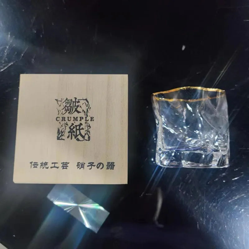 Whiskey Glass - Lead Free Crystal, Gold Rim - Corletaria