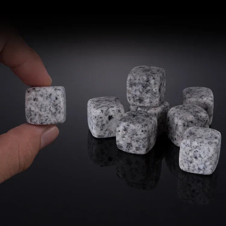 Whiskey Stones Set - Natural Reusable Cooling Rocks - Corletaria Artificial Ice