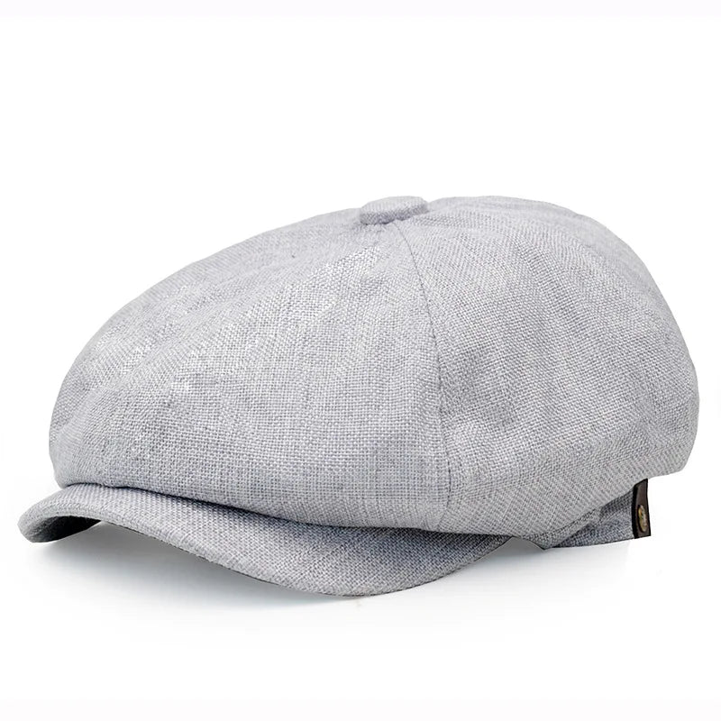 Herringbone Newsboy Cap - British Wool Blend, Octagonal Cut - Corletaria