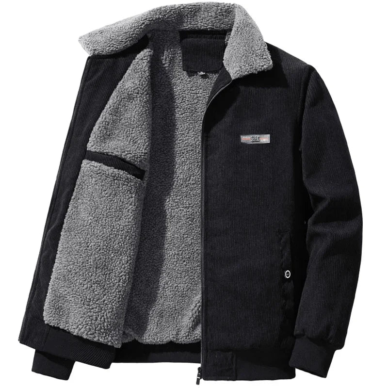 Mens Corduroy Winter Jacket - Fleece Lined Collar - Corletaria