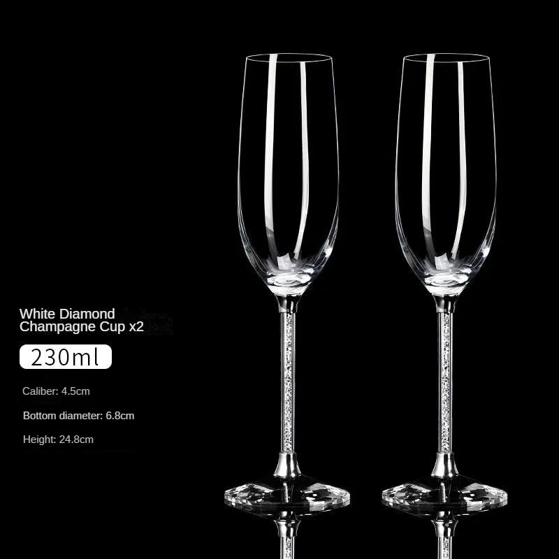 Crystal Champagne Flutes - Diamond Stem Lead-Free - Corletaria