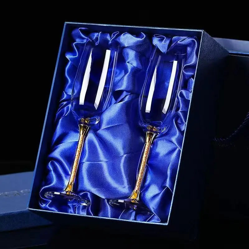 Crystal Champagne Flutes - Diamond Stem Lead-Free - Corletaria