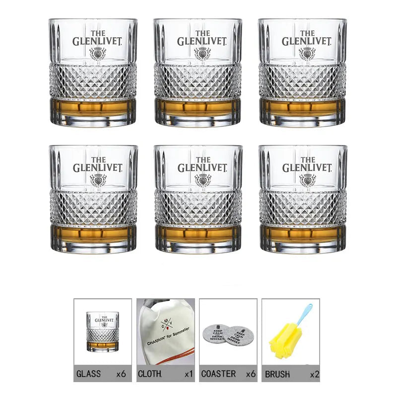 Lead-Free Crystal Rocks Glass 320ml - Glenlivet Cut Pattern - Corletaria